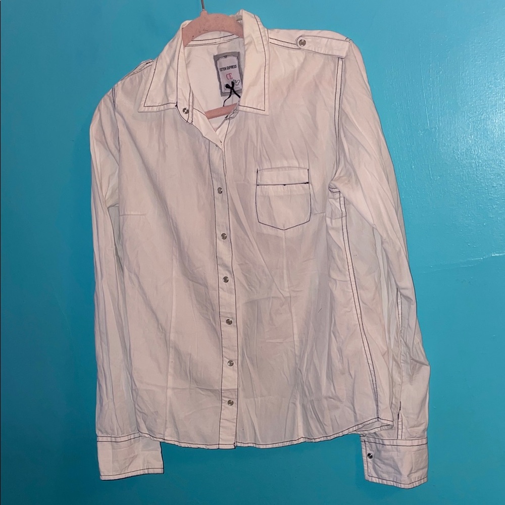 Cotton Express White and Pink Graphic Shirt